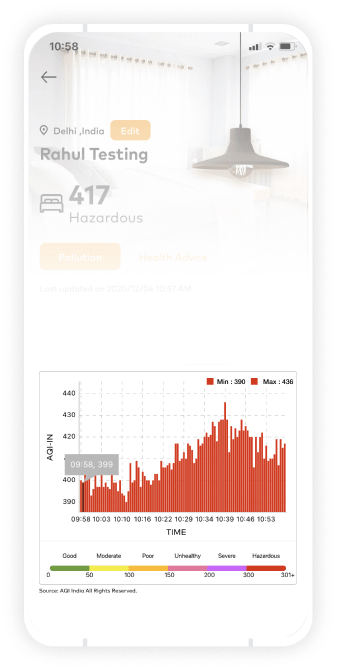 prana air squair monitor connects to AQI mobile app
